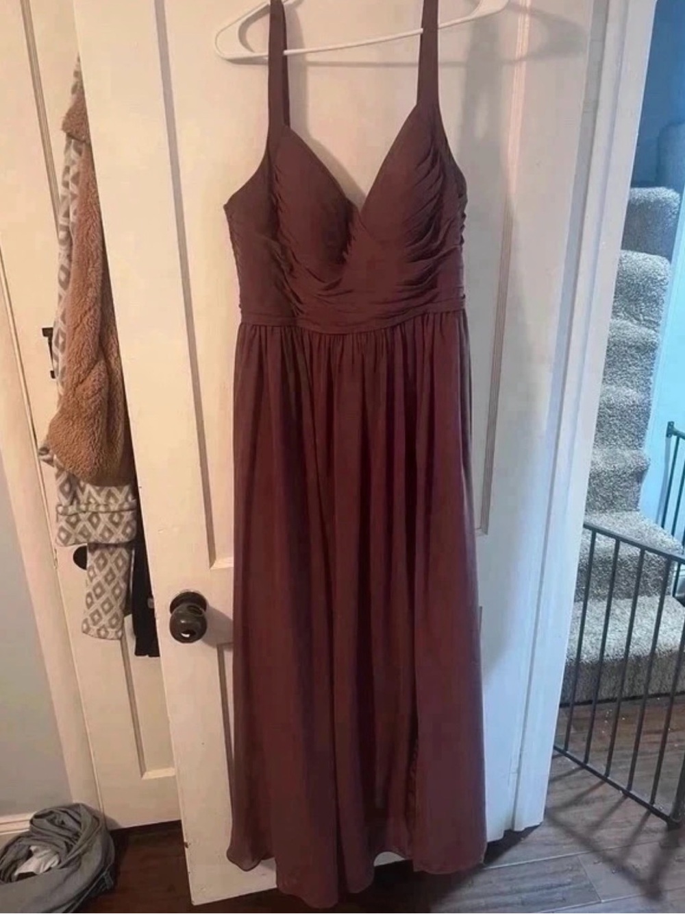 Azazie Espresso Brown Sleeveless Bridesmaid Dress with Ruched Bodice